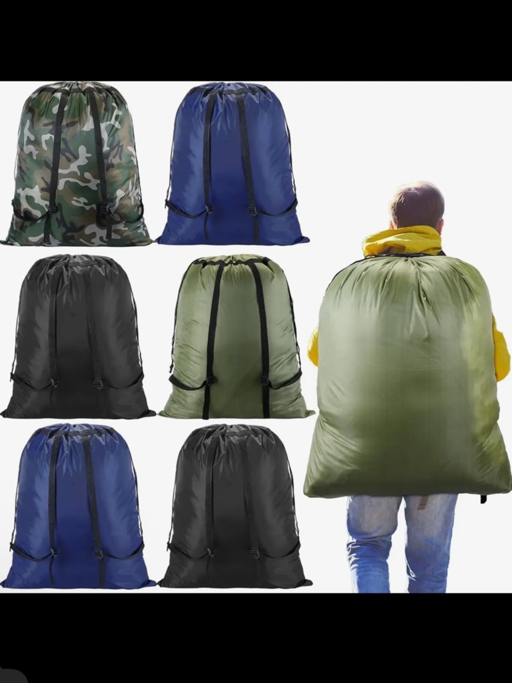 Lightweight Nylon Sack Backpack or Laundry Bag NIP